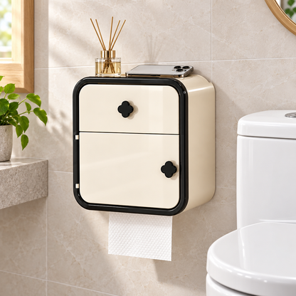 Wall-Mounted Bathroom Tissue Dispenser & Storage Box