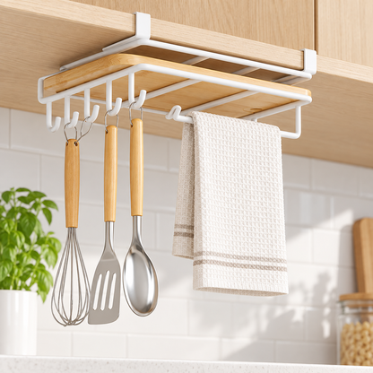 Under-Shelf Hanging Kitchen Utensil Rack