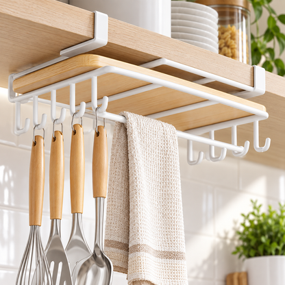 Under-Shelf Hanging Kitchen Utensil Rack