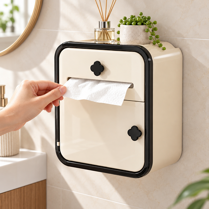 Wall-Mounted Bathroom Tissue Dispenser & Storage Box