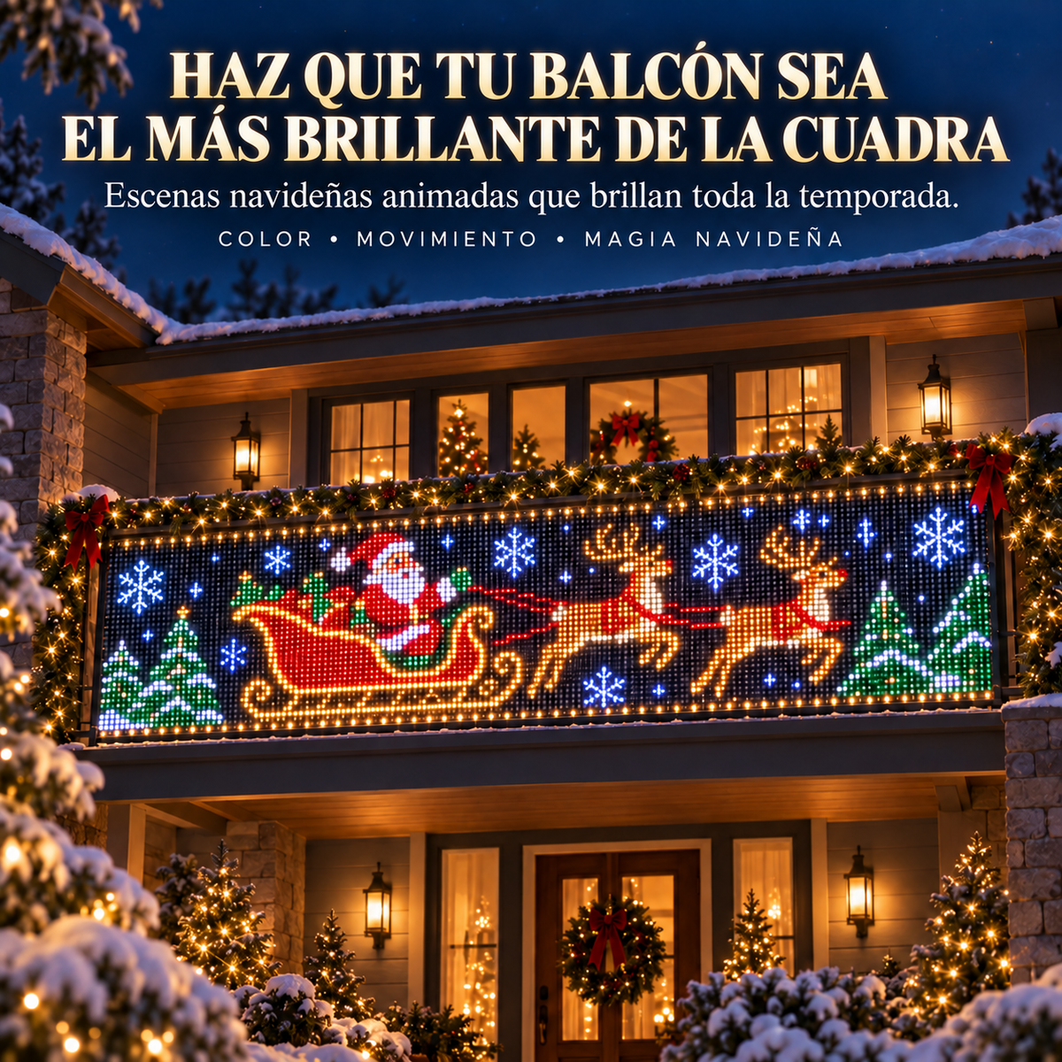 🔥¡OFERTA ESPECIAL: 50% DE DESCUENTO!🎁⚡¡Más de 200 diseños animados! | ⏱️ Instalación en 5 minutos | Cortina LED inteligente para fiestas✨