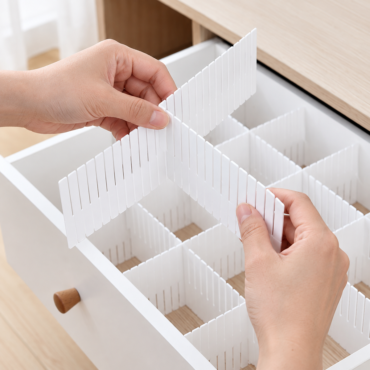 Cut-to-Fit Interlocking Drawer Divider Organizer