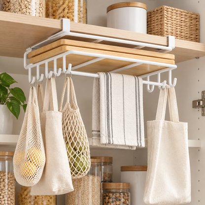 Under-Shelf Hanging Kitchen Utensil Rack