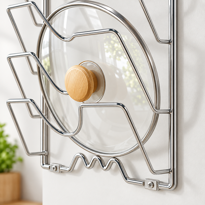 Wall-Mounted Pot Lid Organizer Rack