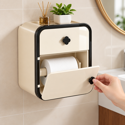 Wall-Mounted Bathroom Tissue Dispenser & Storage Box
