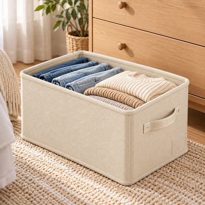 Foldable Fabric Storage Bin with Handles