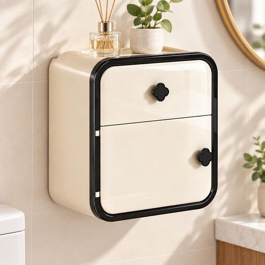 Wall-Mounted Bathroom Tissue Dispenser & Storage Box