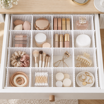 Cut-to-Fit Interlocking Drawer Divider Organizer