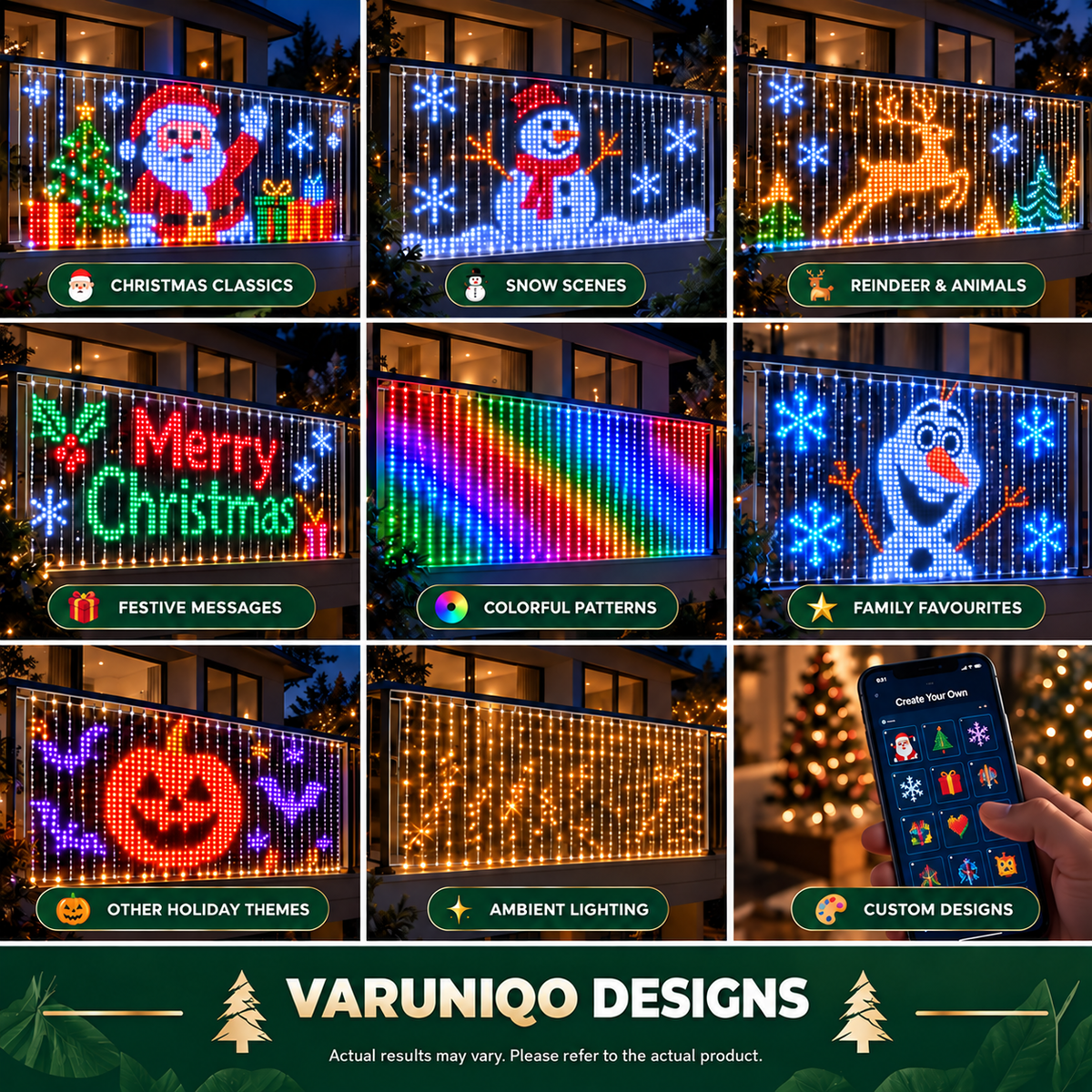 VARUNIQO animated curtain lights design examples