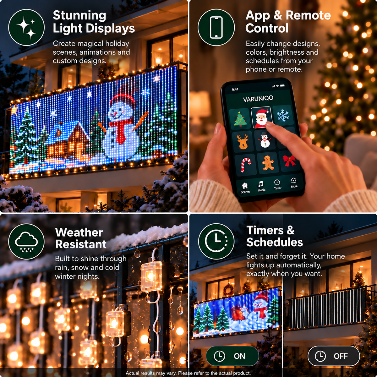VARUNIQO smart animated Christmas balcony lights - view 4