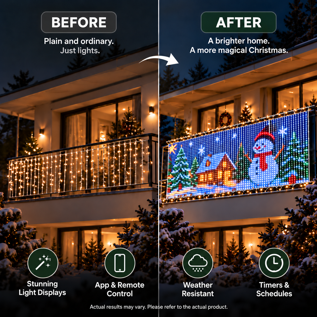 VARUNIQO smart animated Christmas balcony lights - view 5